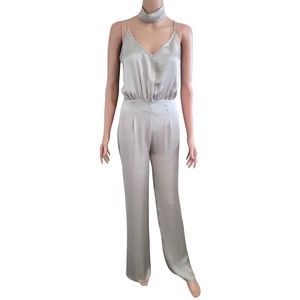 Sage green satin jumpsuit